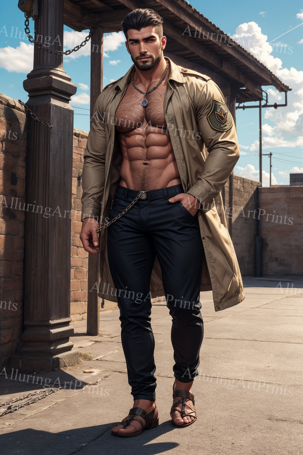 Male Model Muscular Digital Art AI Fantasy - 156B