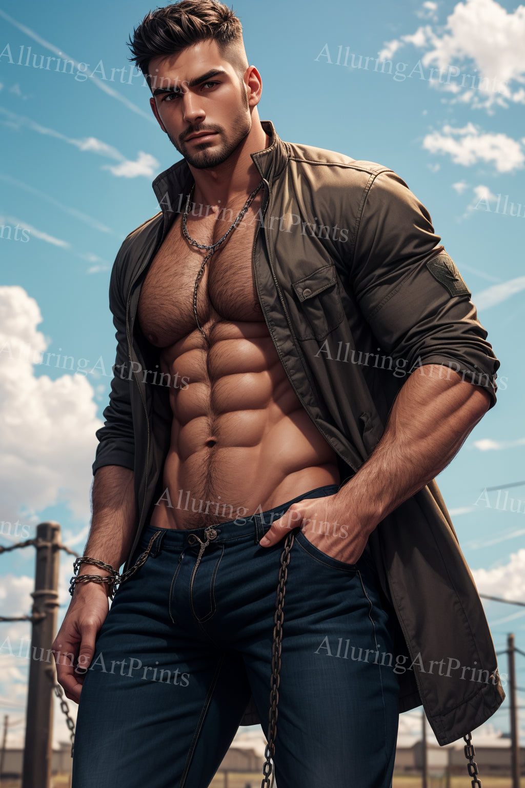 Male Model Muscular Digital Art AI Fantasy - 159B