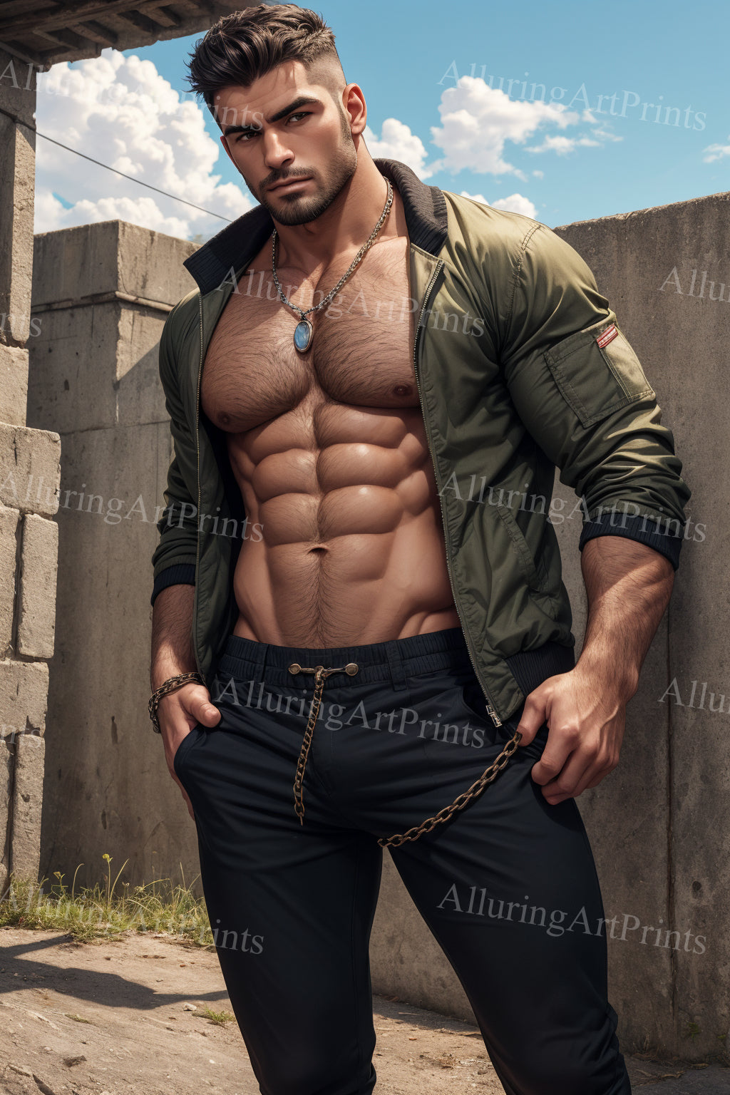 Male Model Muscular Digital Art AI Fantasy - 167B