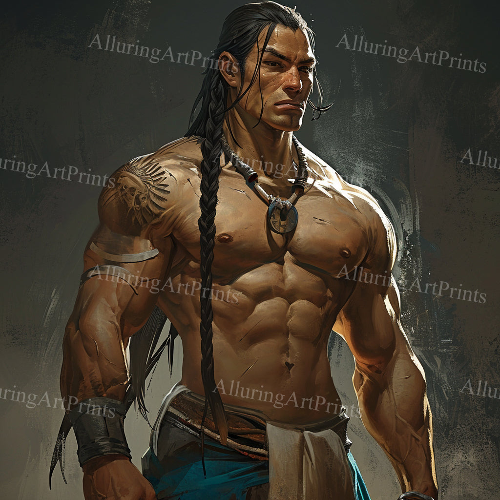 Male Model Muscular Digital Art AI Fantasy - 215B