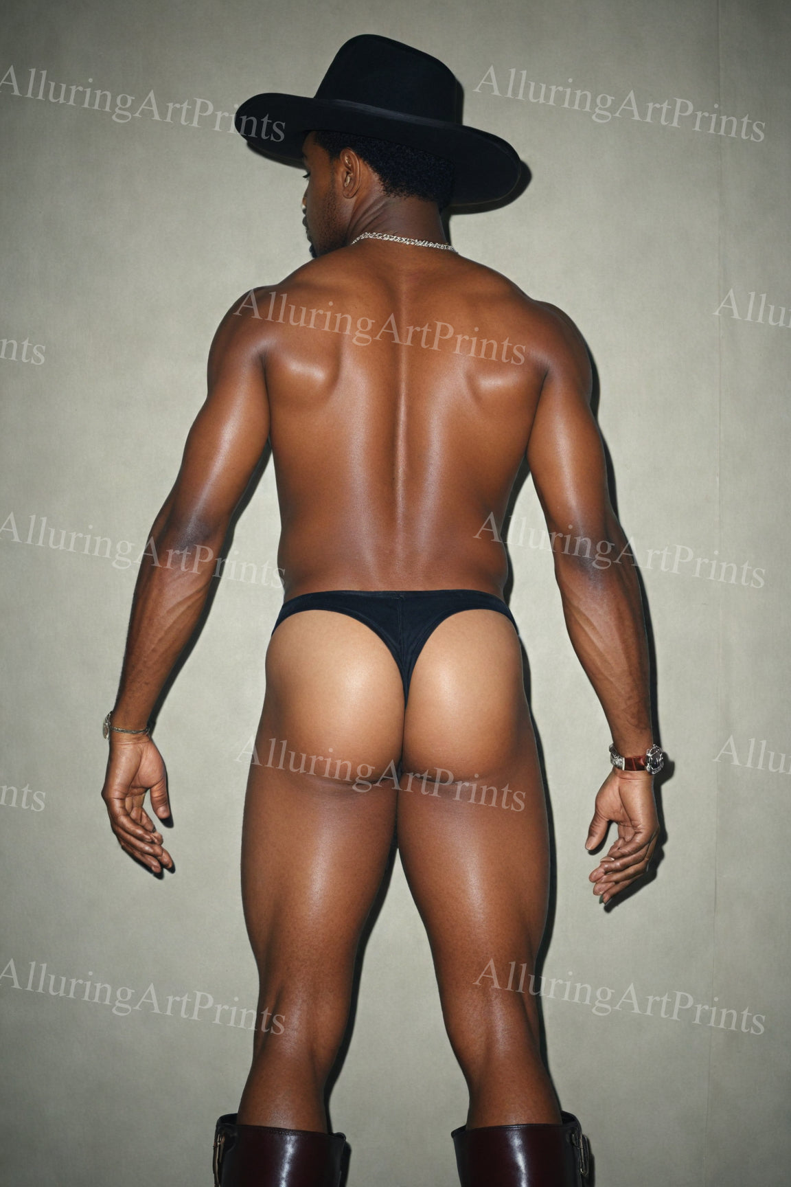 Black Male Model Cowboy Buns Muscular - 272B