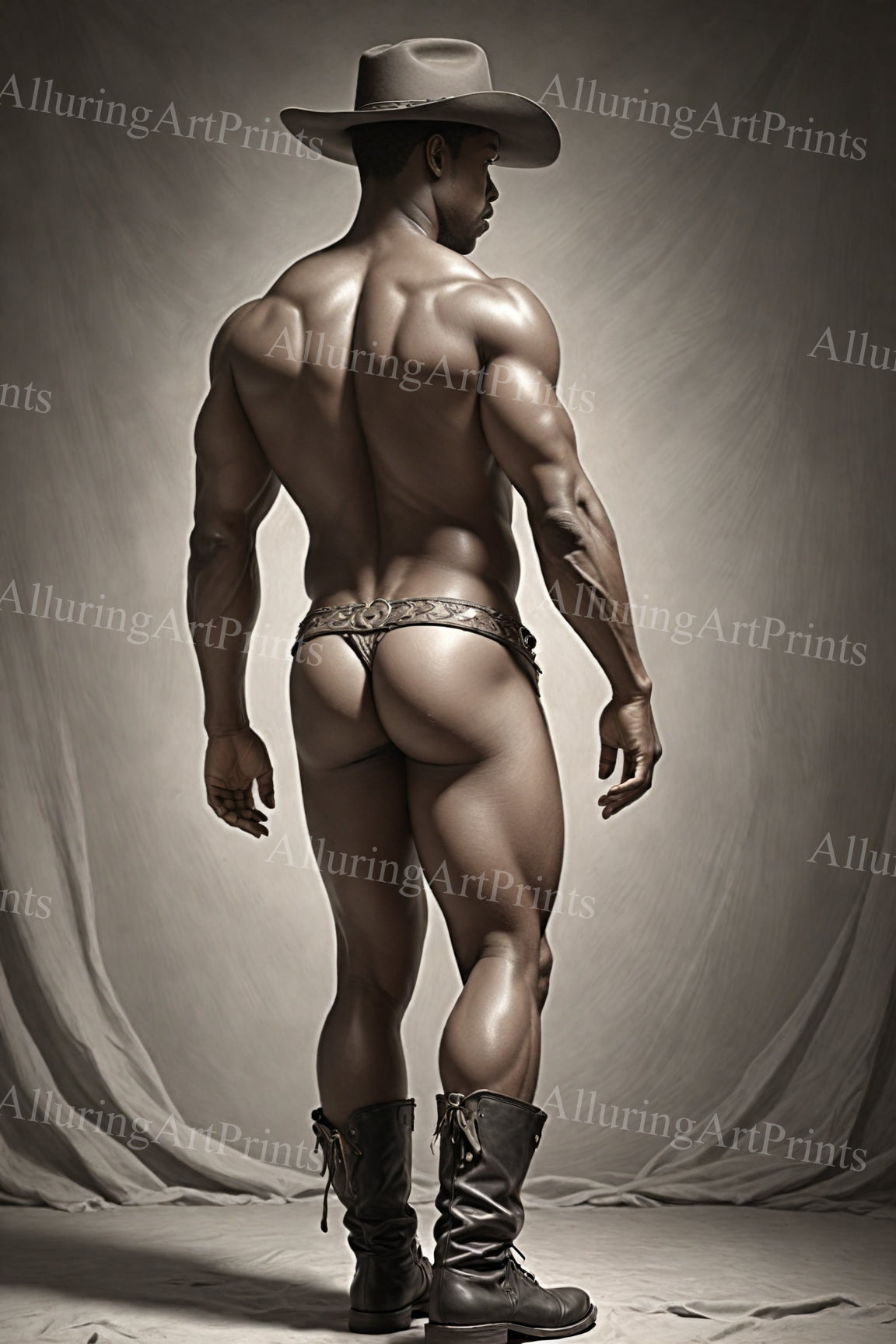 Black Male Model Muscular Buns Digital Art AI Fantasy - 279B