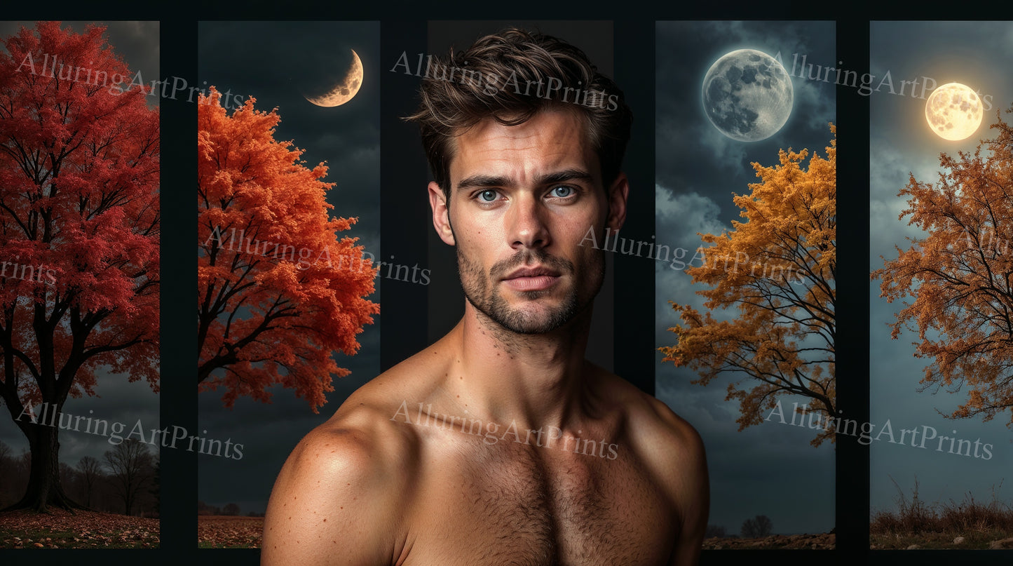 Male Model Muscular College Digital Art AI Fantasy - 332B