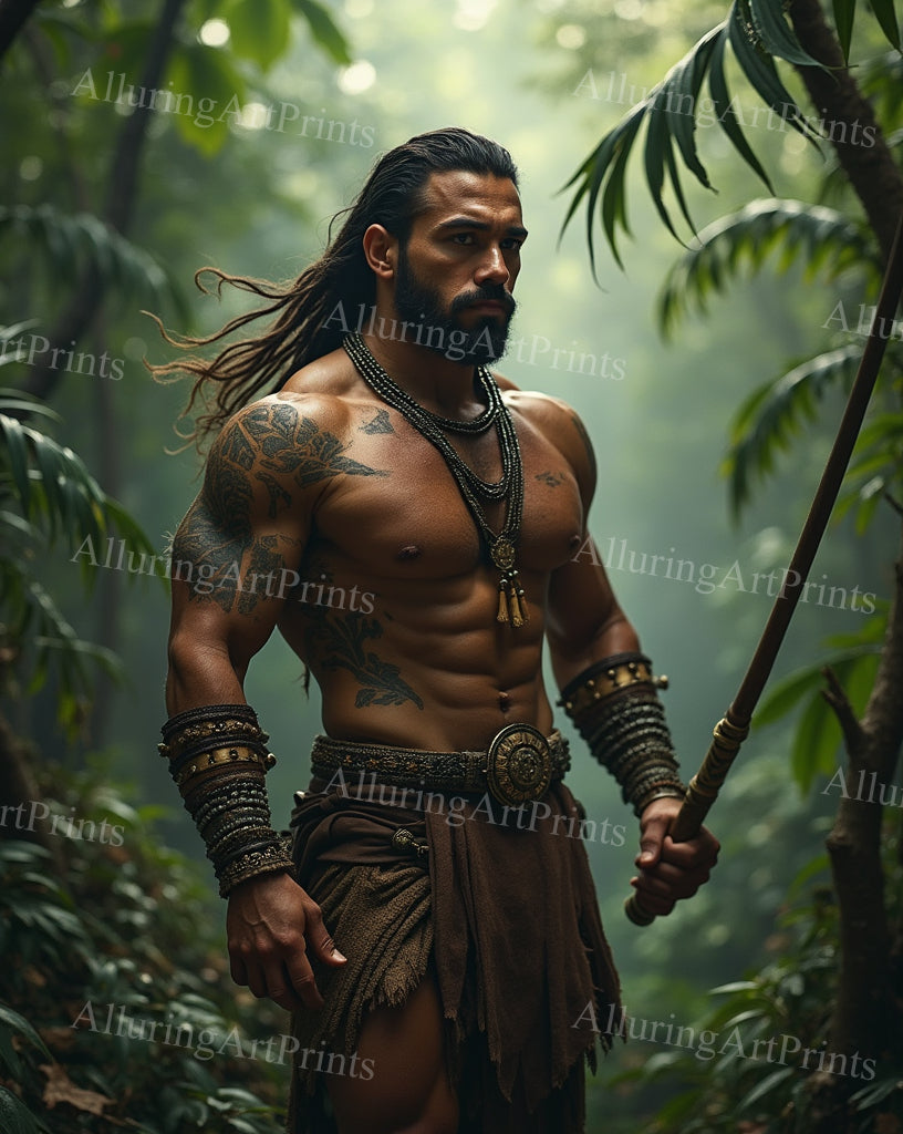 Male Model Muscular Hairy Digital Art AI Fantasy - 340B