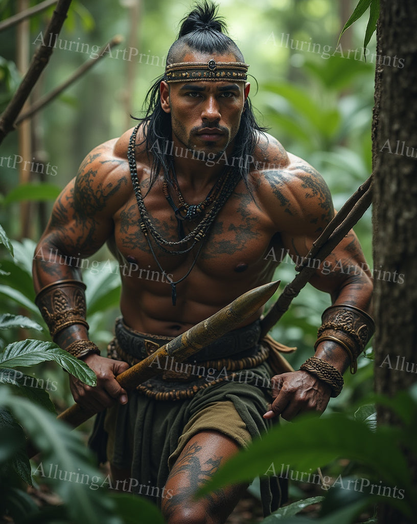 Male Model Muscular Hairy Digital Art AI Fantasy - 343B