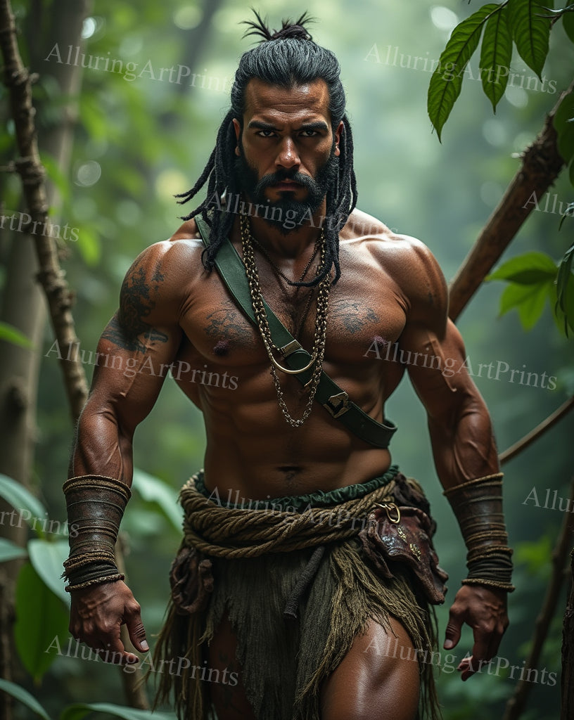 Male Model Muscular Hairy Digital Art AI Fantasy - 346B