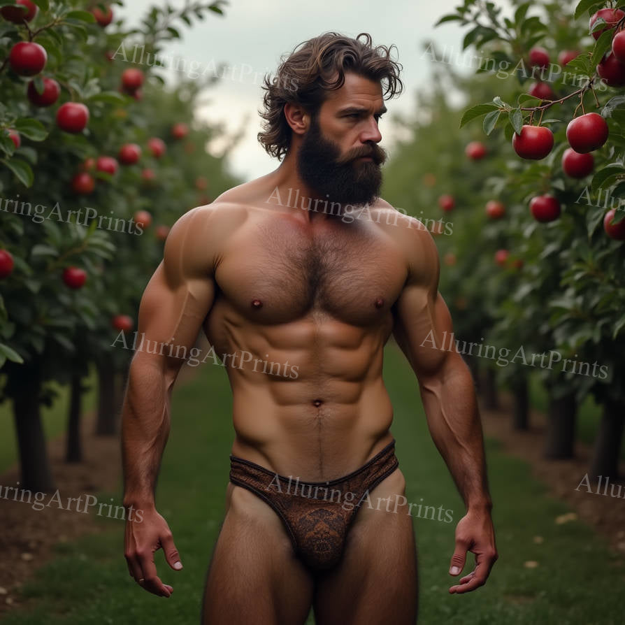 Male Model Muscular Hairy Digital Art AI Fantasy - 385B