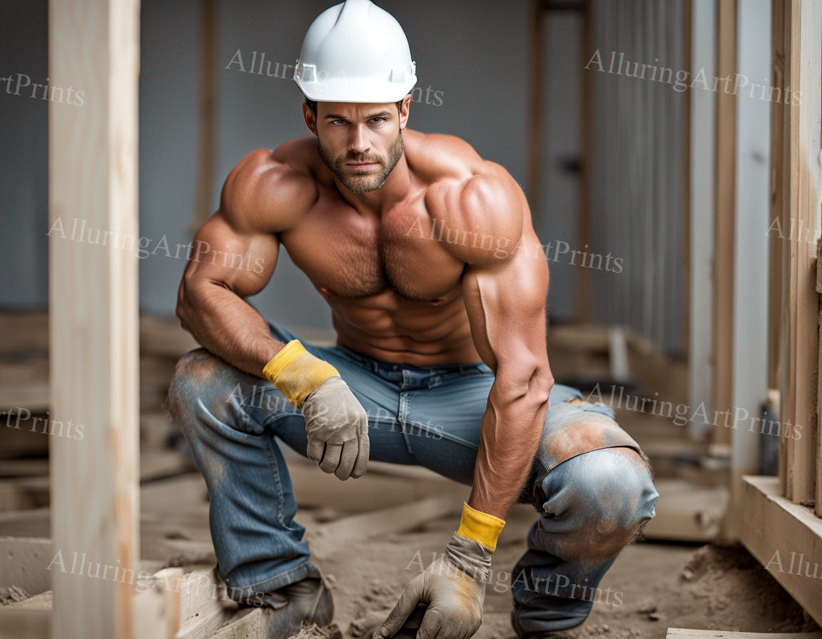 Male Model Muscular Hairy Digital Art AI Fantasy - 388B