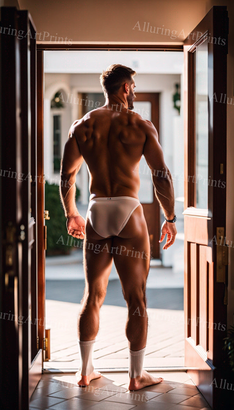 Male Model Muscular Buns Digital Art AI Fantasy - 392B