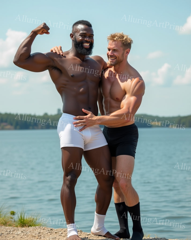 Black Male Models Muscular Digital Art AI Fantasy - 433B