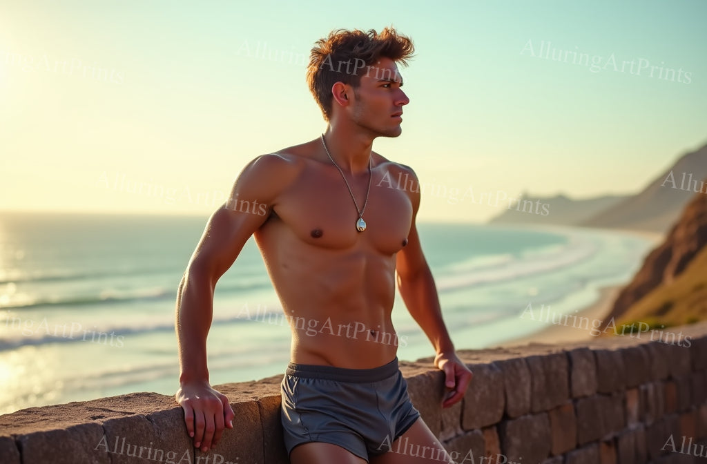 Male Model Muscular College Digital Art AI Fantasy - 440B