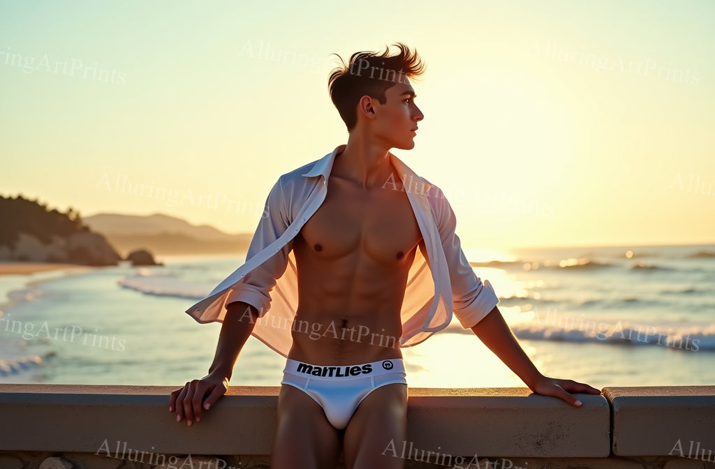 Male Model Muscular College Digital Art AI Fantasy - 443B