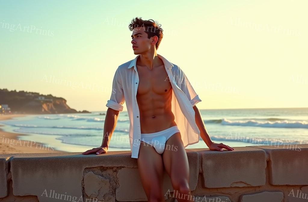 Male Model Muscular College Digital Art AI Fantasy - 444B