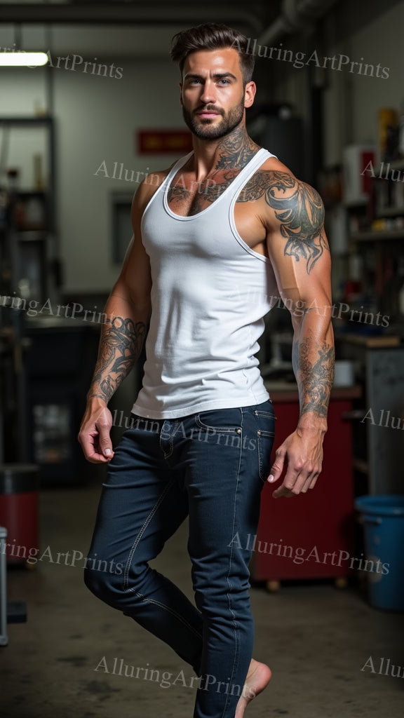 Male Model Muscular Digital Art AI Fantasy - 463B