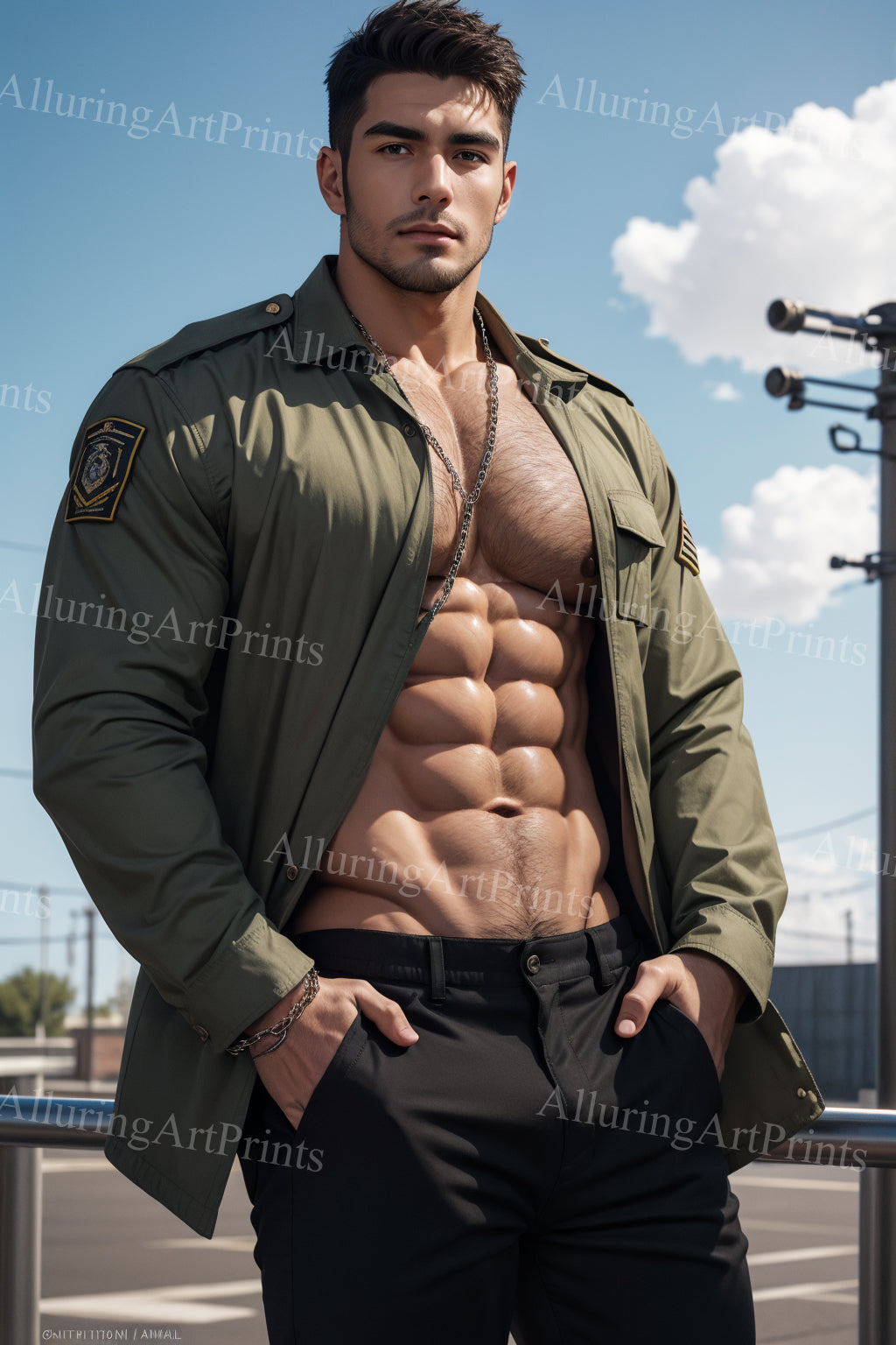 Male Model Muscular Digital Art AI Fantasy - 55B