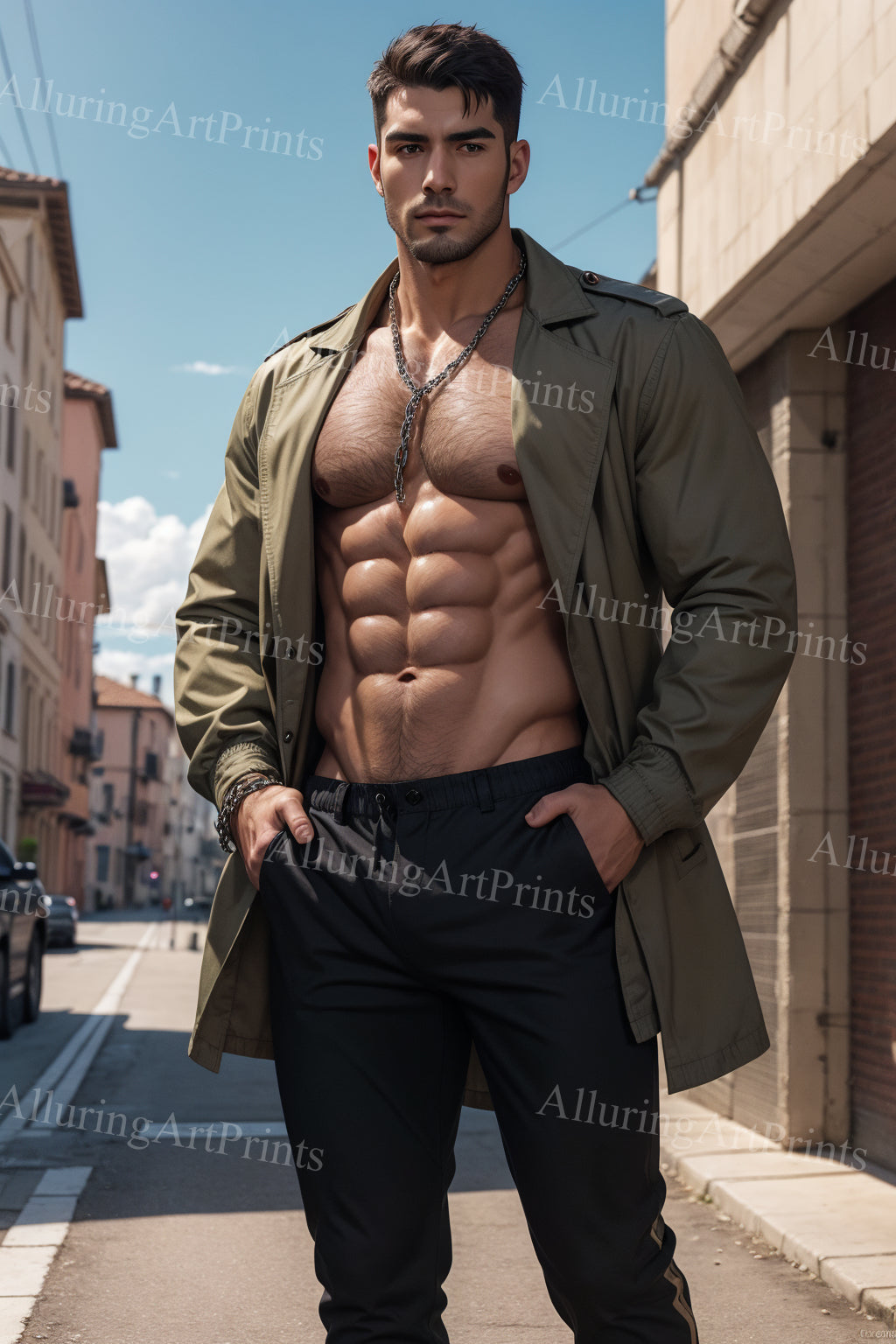 Male Model Muscular Digital Art AI Fantasy - 63B