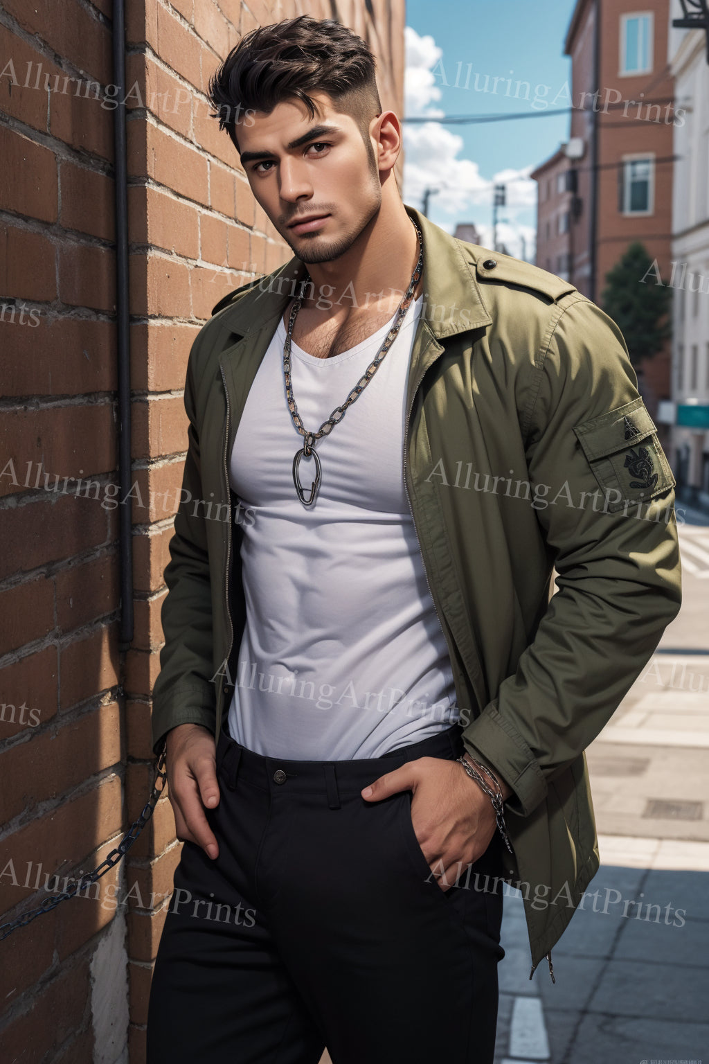 Male Model Muscular Digital Art AI Fantasy - 65B