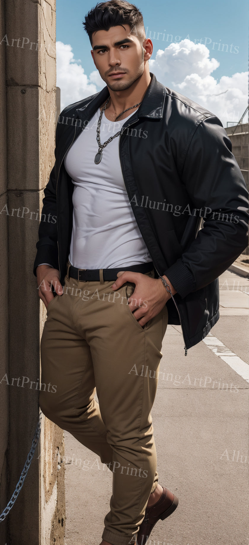 Male Model Muscular Digital Art AI Fantasy - 68B