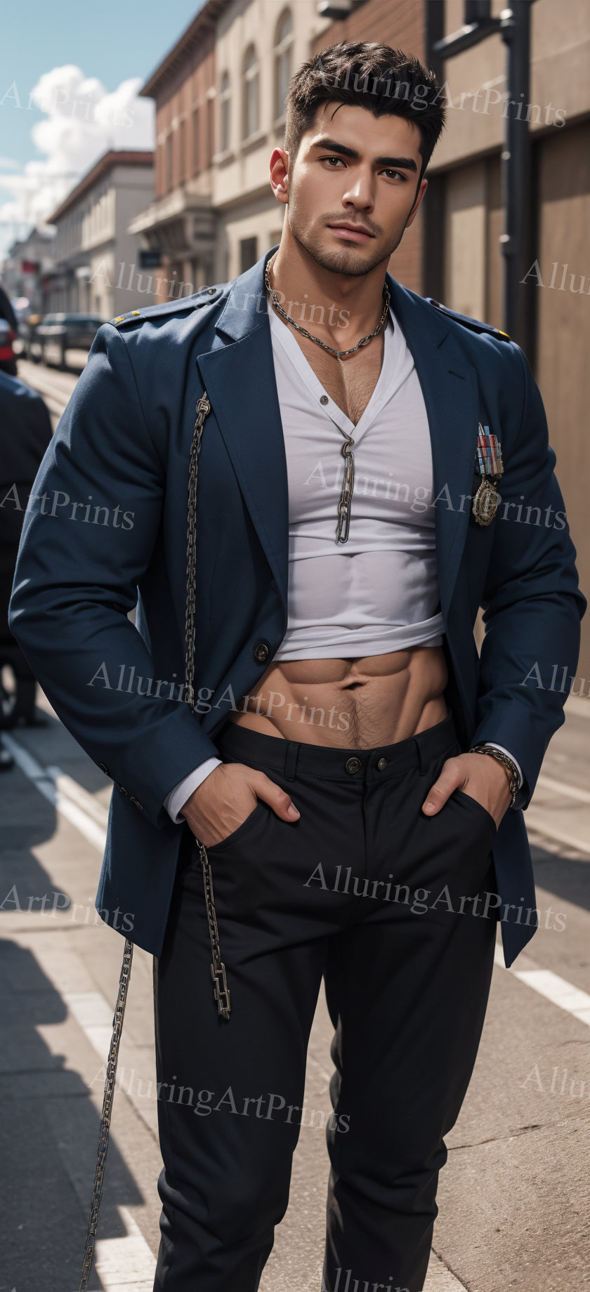 Male Model Muscular Digital Art AI Fantasy - 70B