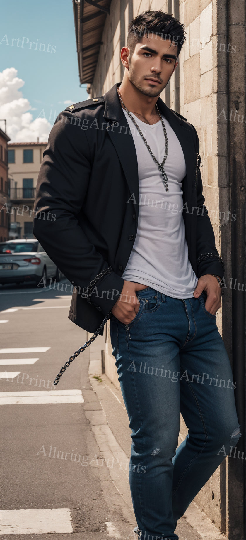 Male Model Muscular Digital Art AI Fantasy - 81B