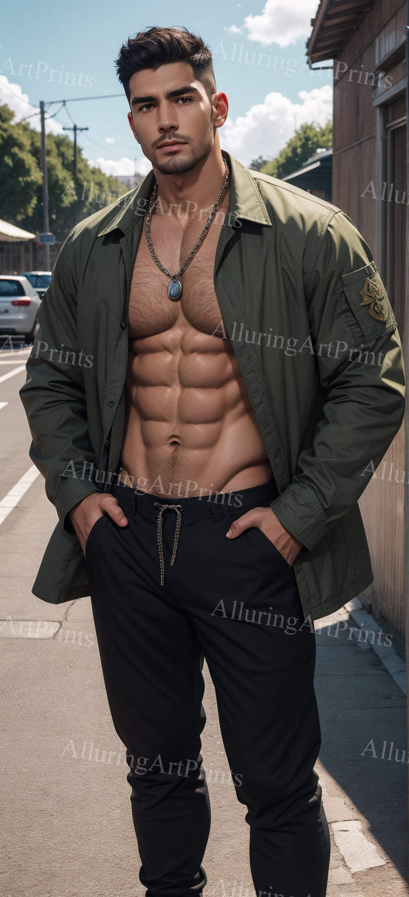 Male Model Muscular Digital Art AI Fantasy - 82B