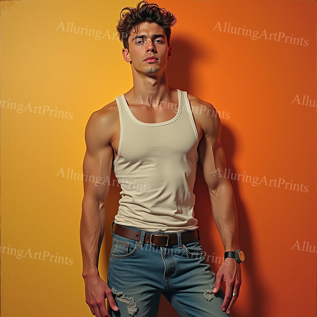 Male Model Muscular College Digital Art AI Fantasy - 898B