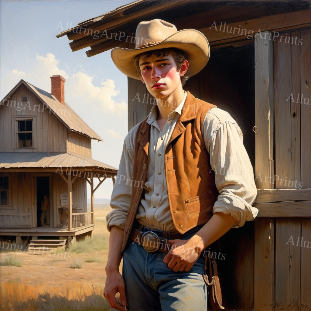 Male Model Muscular Cowboy Digital Art AI Fantasy - 903B