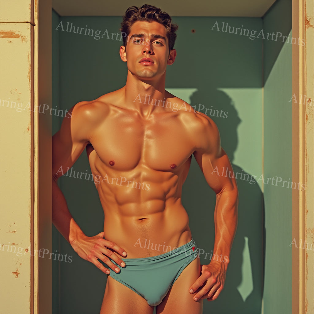 Male Model Muscular College Digital Art AI Fantasy - 906B