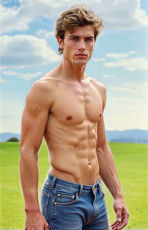Male Model Muscular Digital Art AI Fantasy - 949B