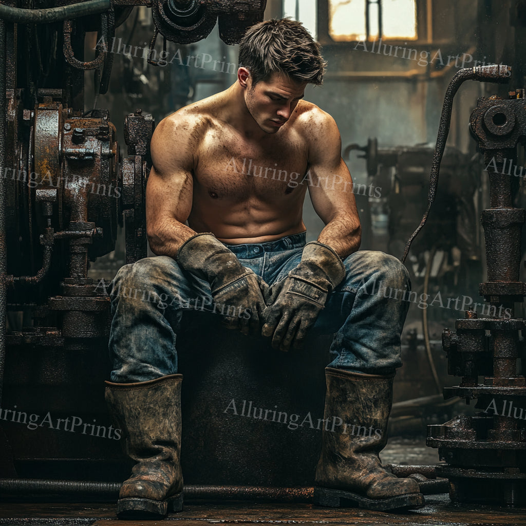 Male Model Muscular Digital Art AI Fantasy - 975B