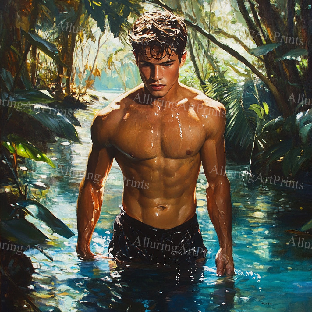 Male Model Muscular Digital Art AI Fantasy - 976B