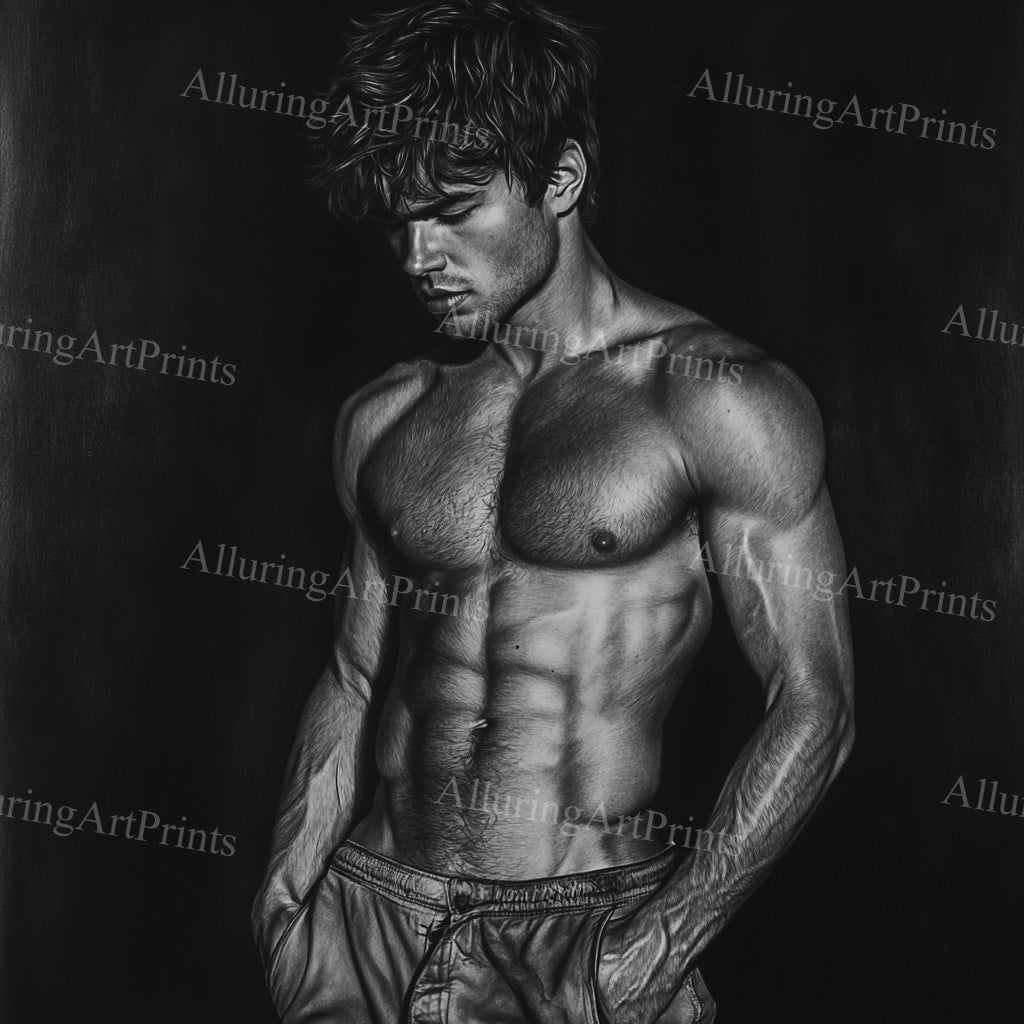 Male Model Muscular College Digital Art AI Fantasy - 980B