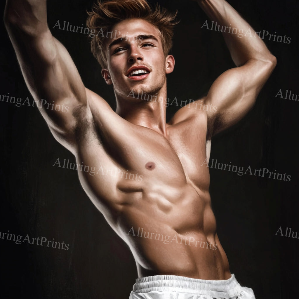 Male Model Muscular Digital Art AI Fantasy - 987B