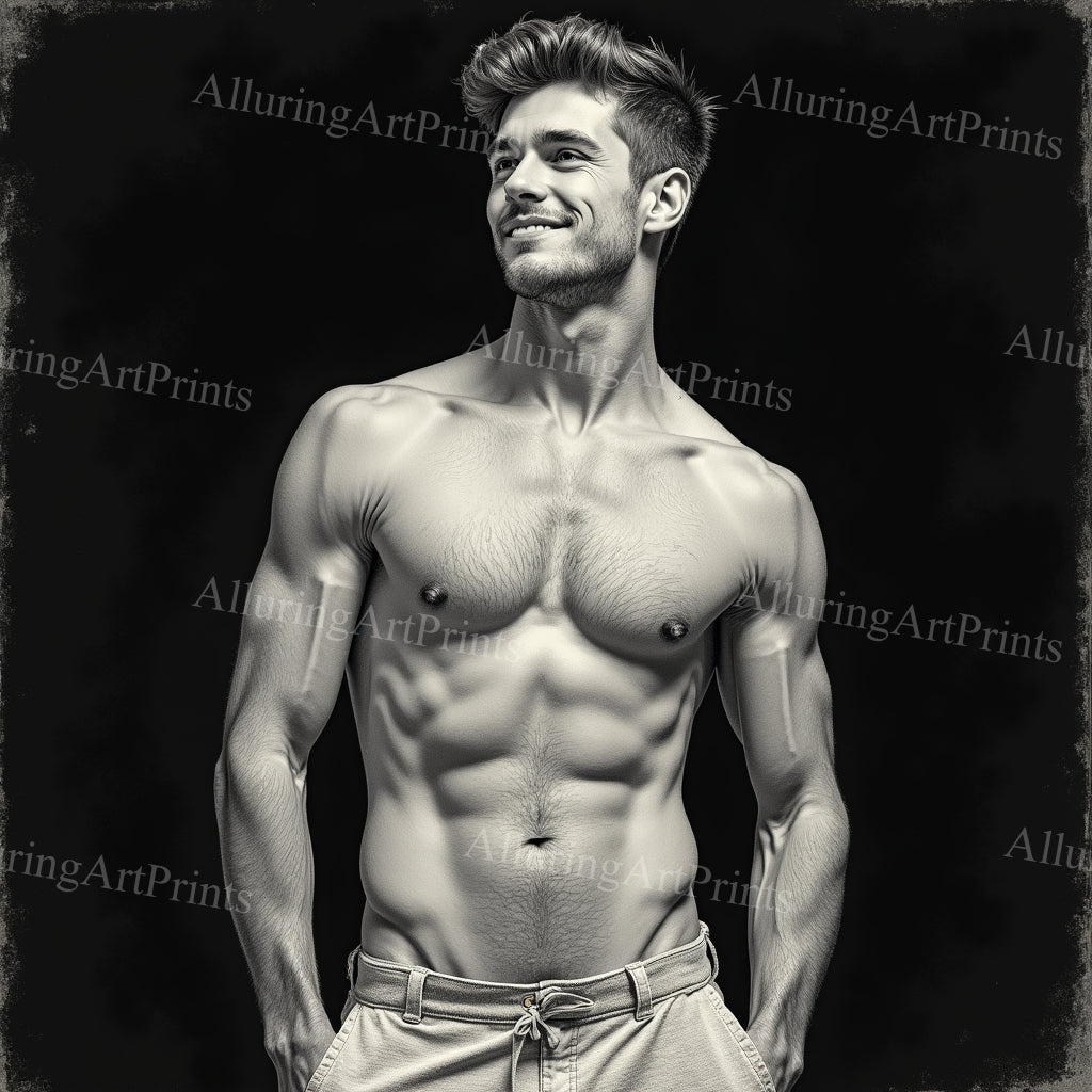 Male Model Muscular College Digital Art AI Fantasy - 994B