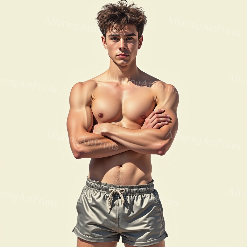 Male Model Muscular College Digital Art AI Fantasy - 995B