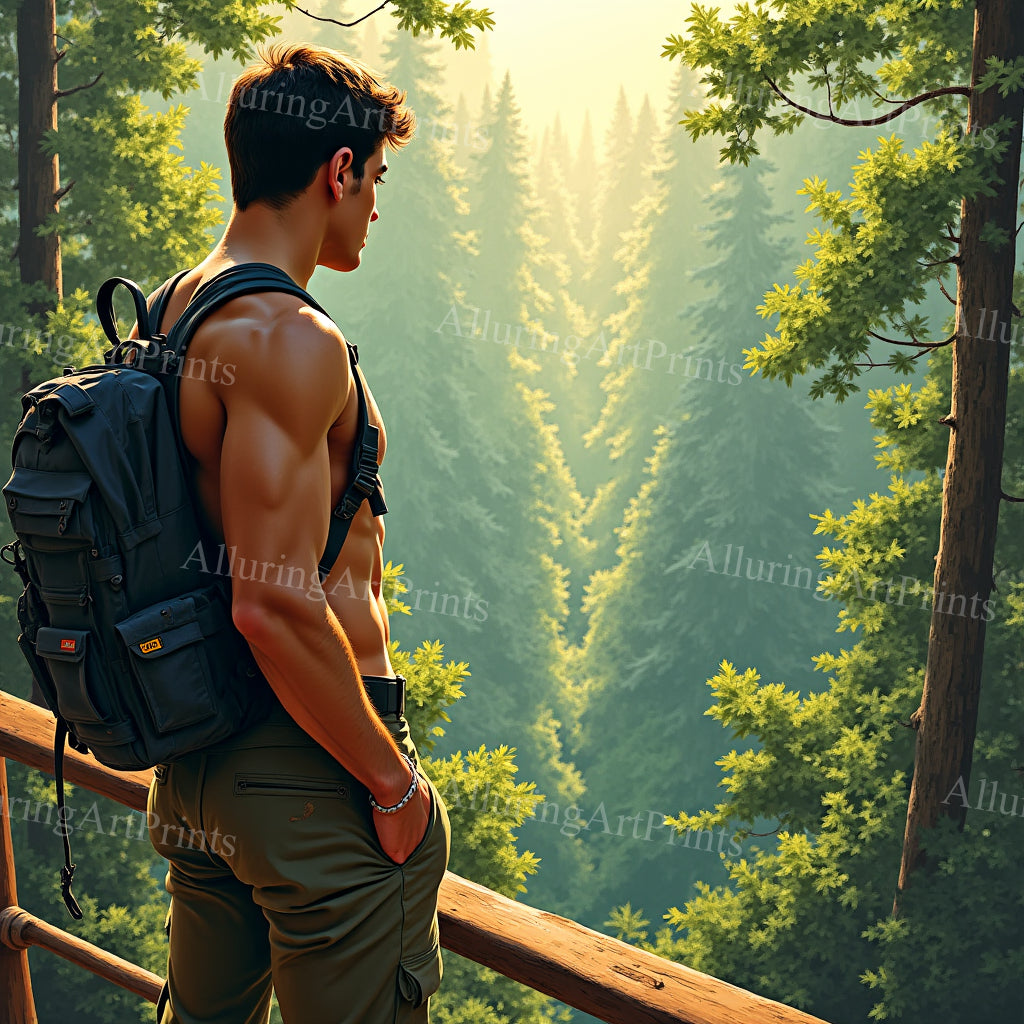 Male Model Muscular College Digital Art AI Fantasy - 109C