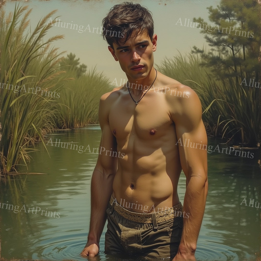 Male Model Muscular College Digital Art AI Fantasy - 121C