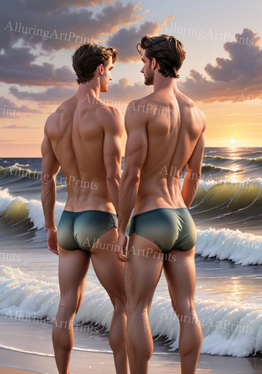 Male Models Muscular Buns Digital Art AI Fantasy - 124C