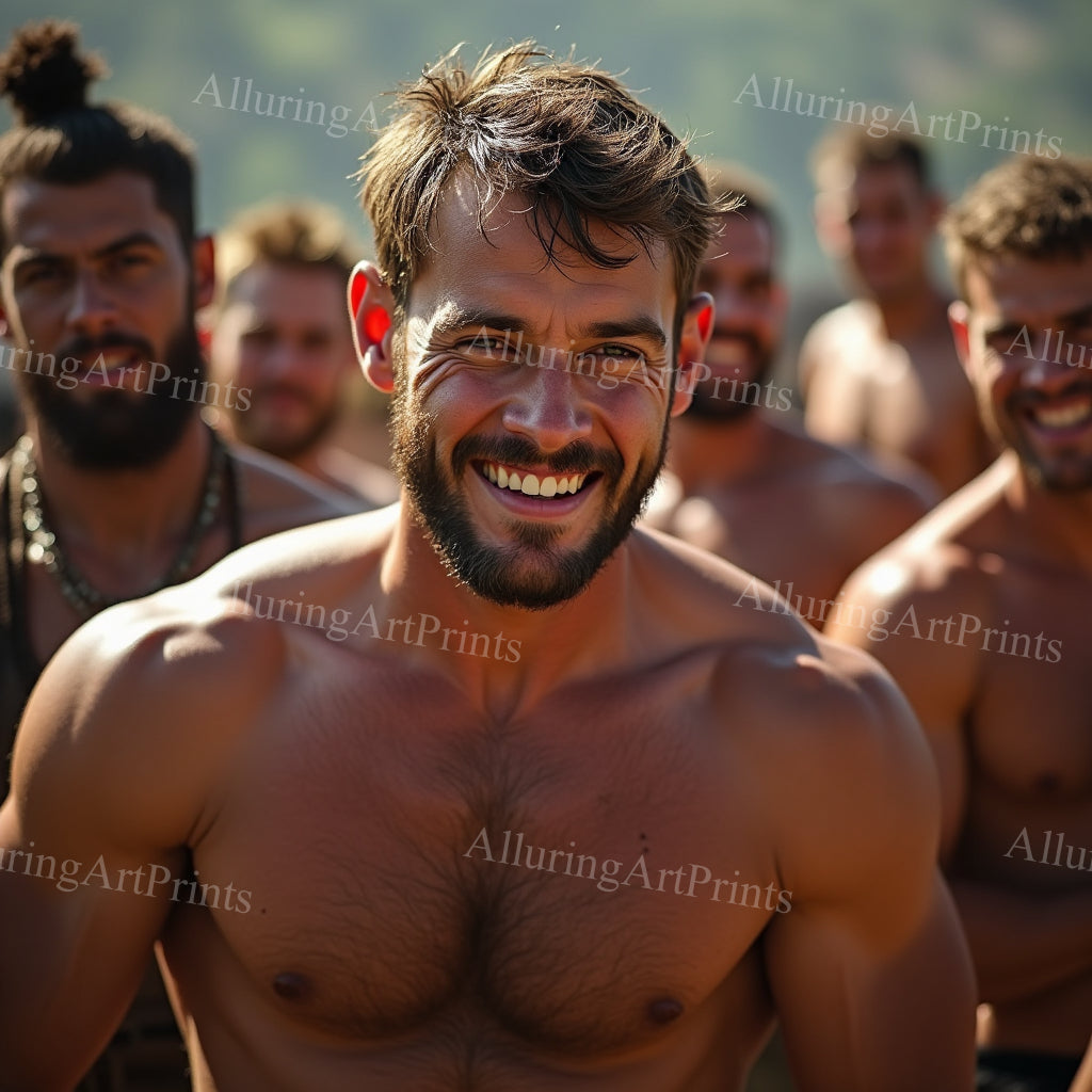 Male Models Muscular Hairy Digital Art AI Fantasy - 147C