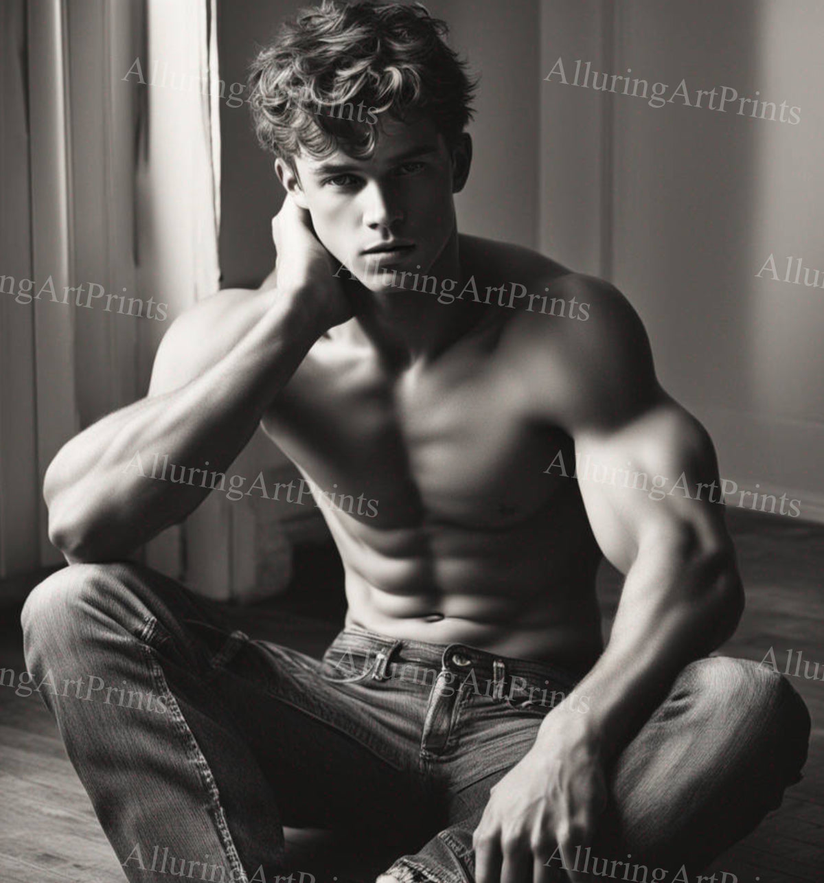 Male Model Muscular College Digital Art AI Fantasy - 172C