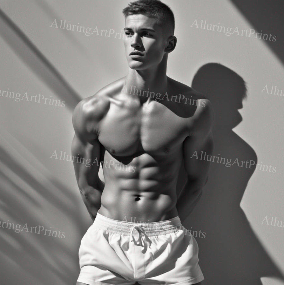 Male Model Muscular College Digital Art AI Fantasy - 176C