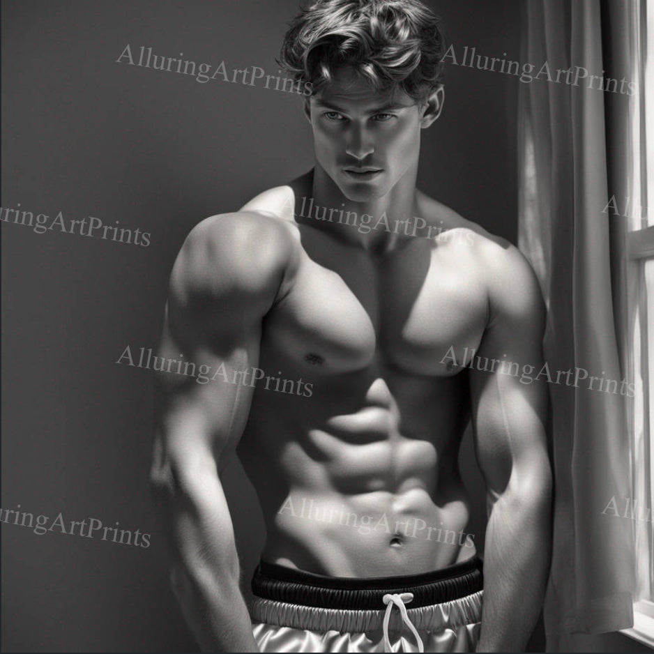 Male Model Muscular College Digital Art AI Fantasy - 178C