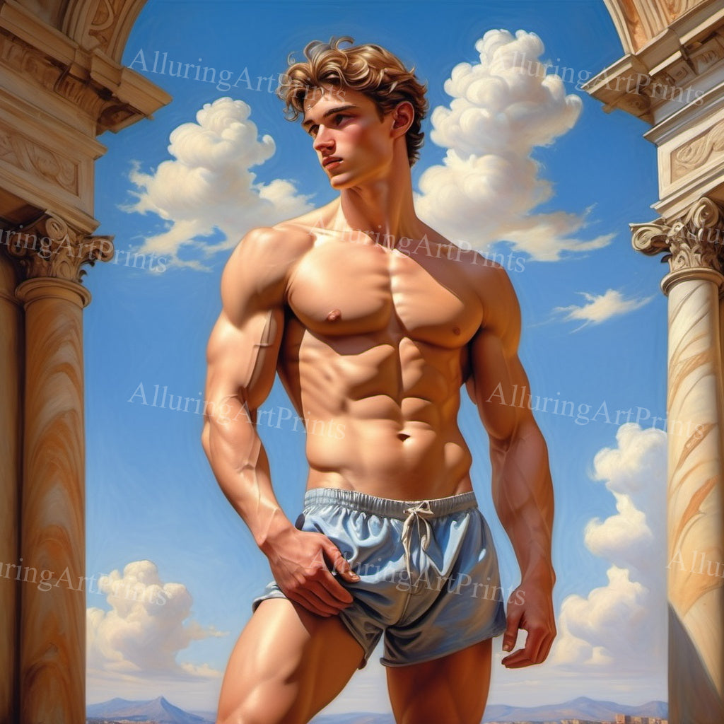 Male Model Muscular Digital Art AI Fantasy - 20C
