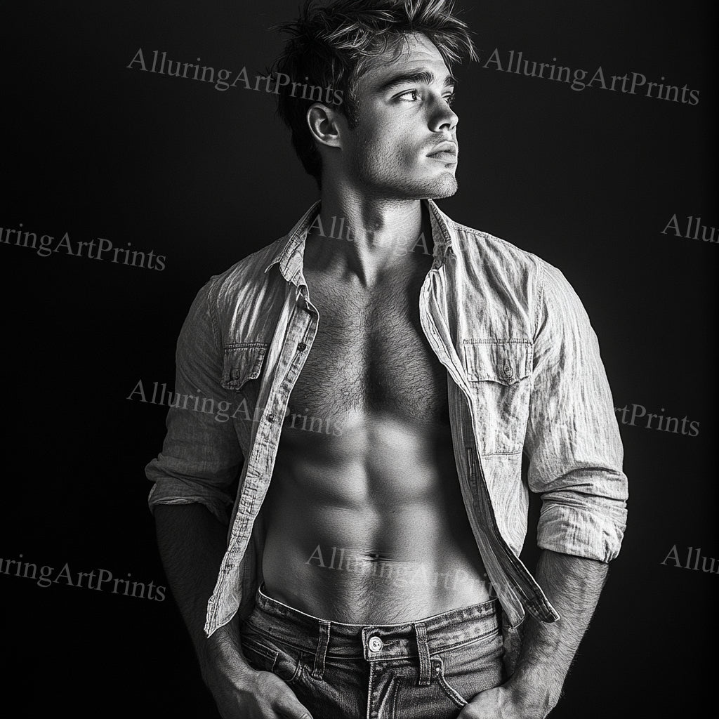 Male Model Muscular College Digital Art AI Fantasy - 205C