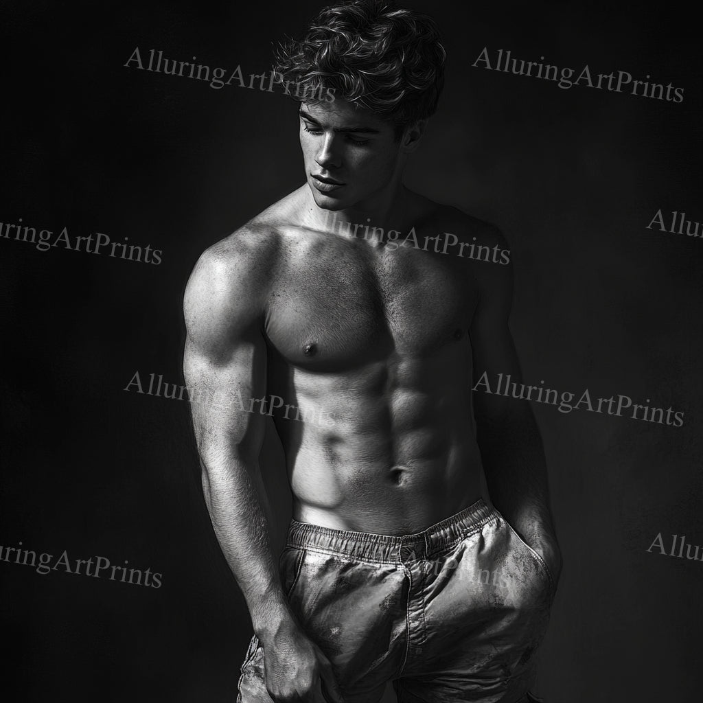 Male Model Muscular College Digital Art AI Fantasy - 207C