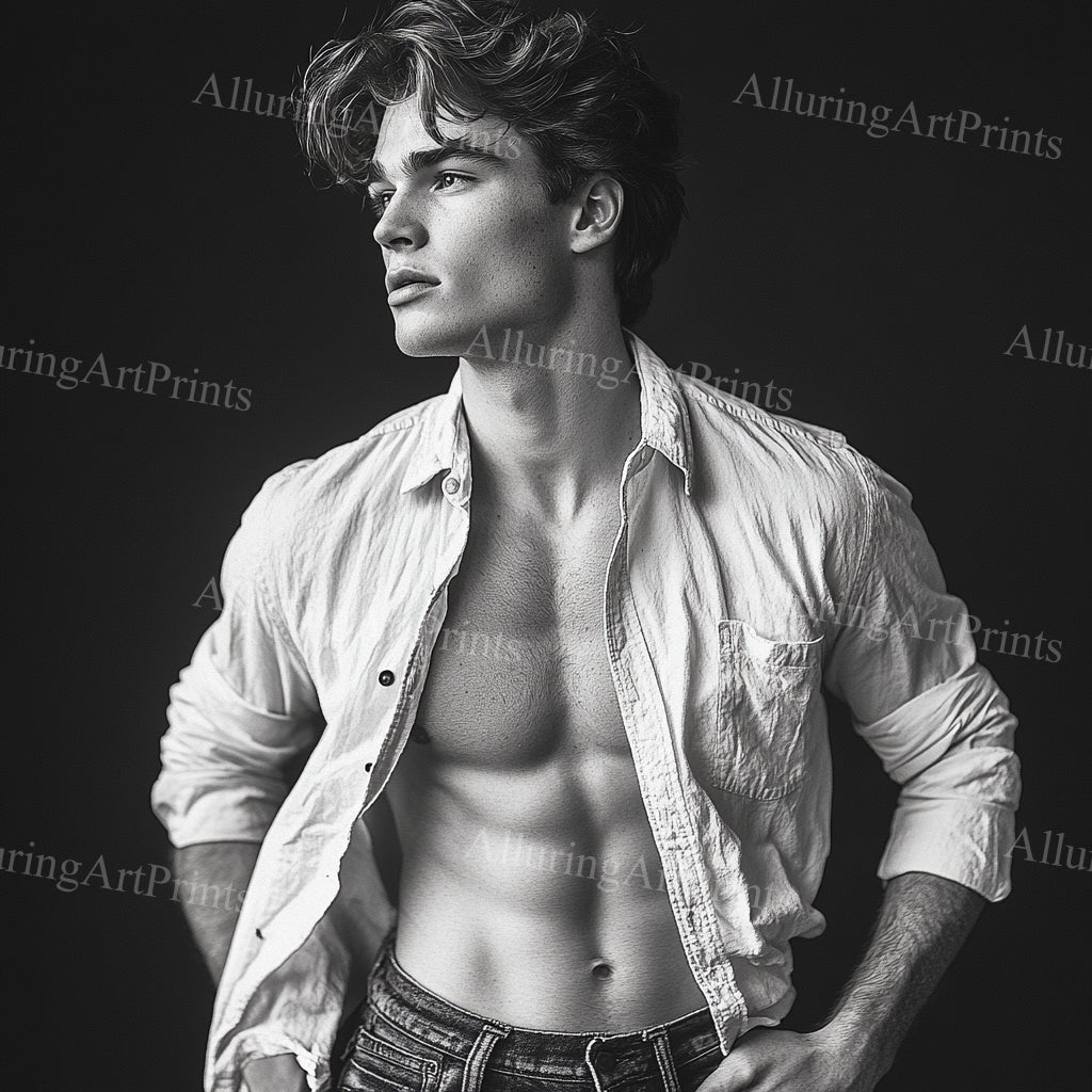 Male Model Muscular College Digital Art AI Fantasy - 209C