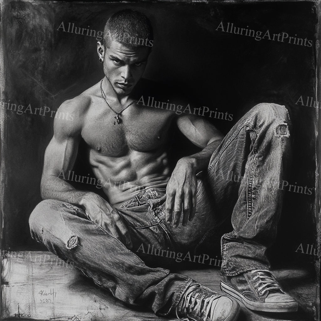 Male Model Muscular College Digital Art AI Fantasy - 211C