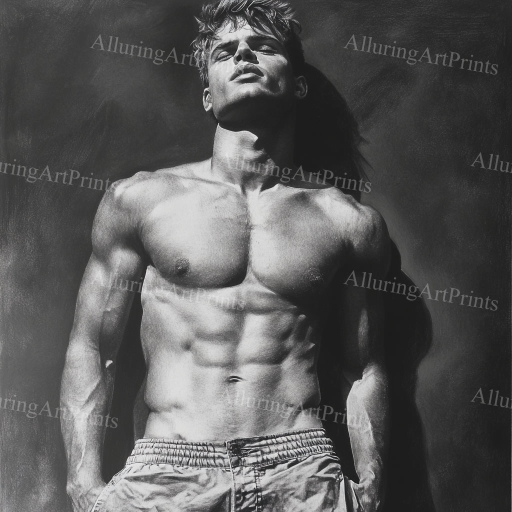 Male Model Muscular College Digital Art AI Fantasy - 212C