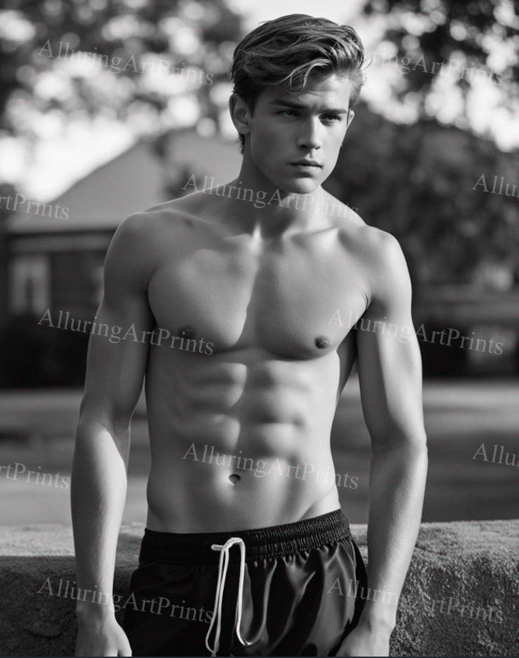 Male Model Muscular College Digital Art AI Fantasy - 222C