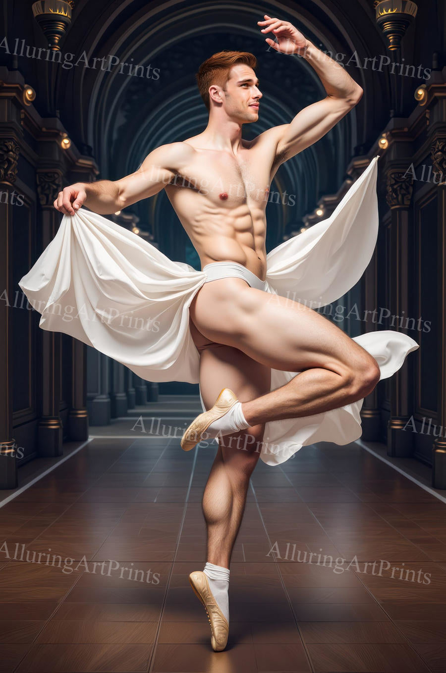 Male Model Muscular Buns Digital Art AI Fantasy - 369C